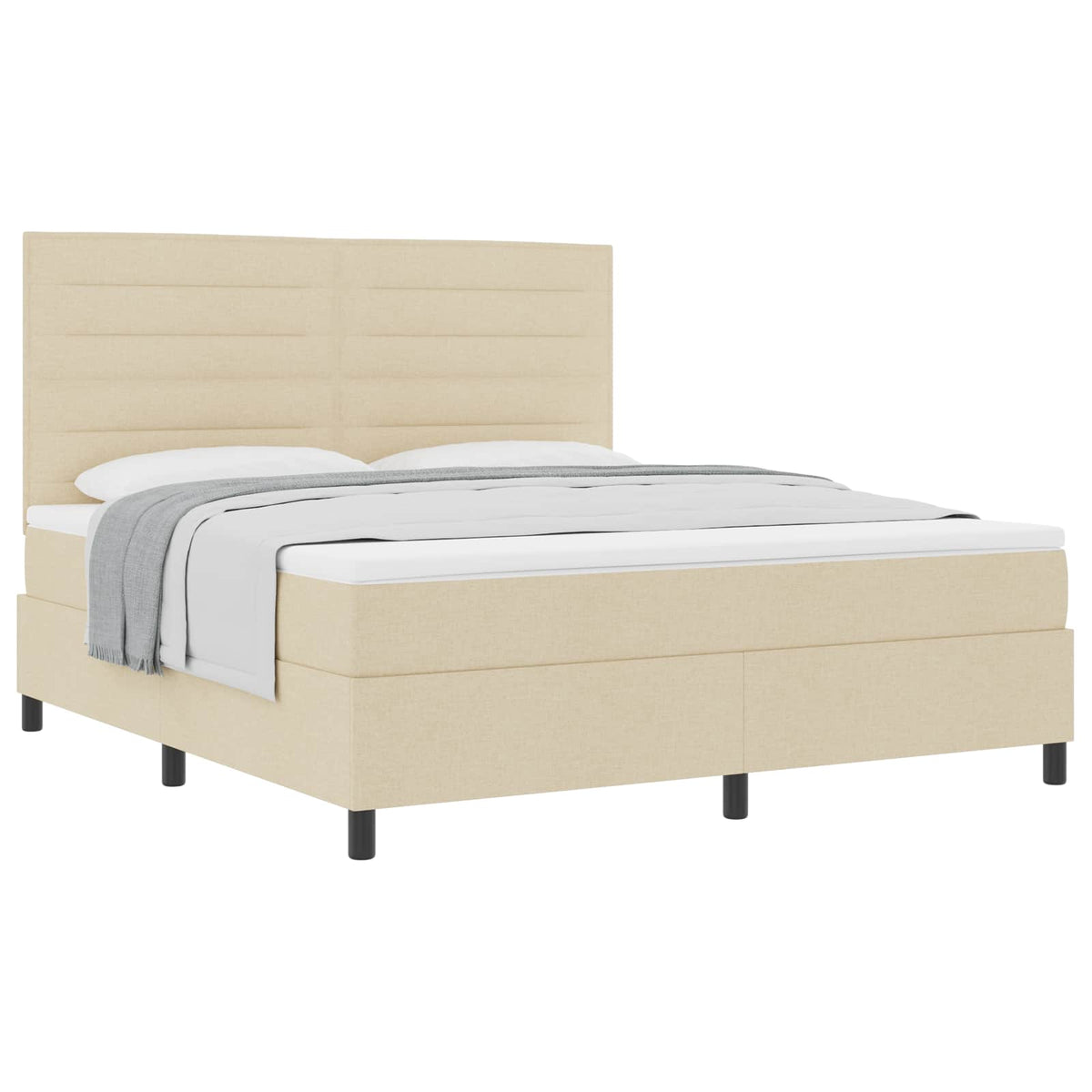 Box spring seng med madras Creme 180 x 200 cm Stof