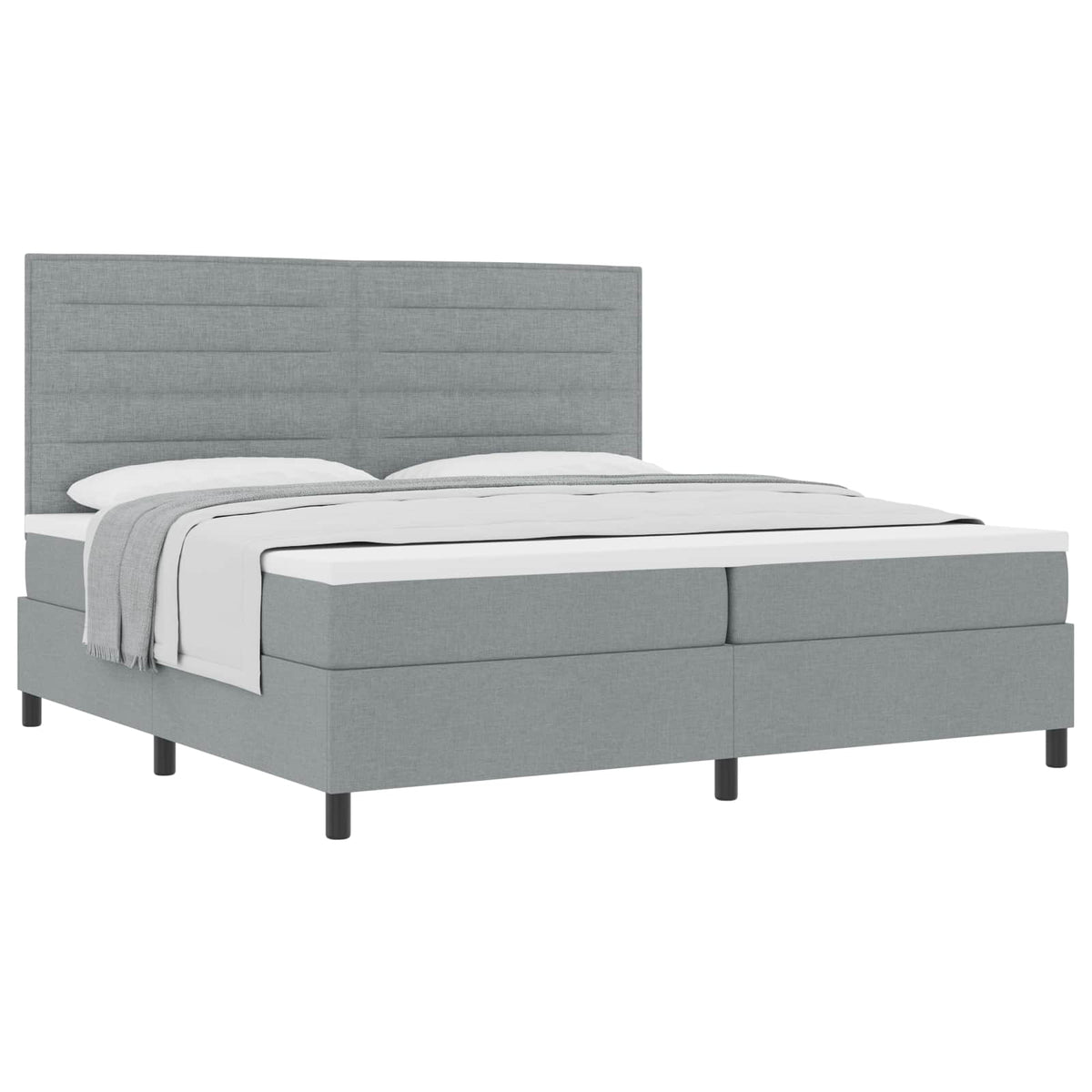 Box spring seng med madras Lysegrå 200 x 200 cm Stof