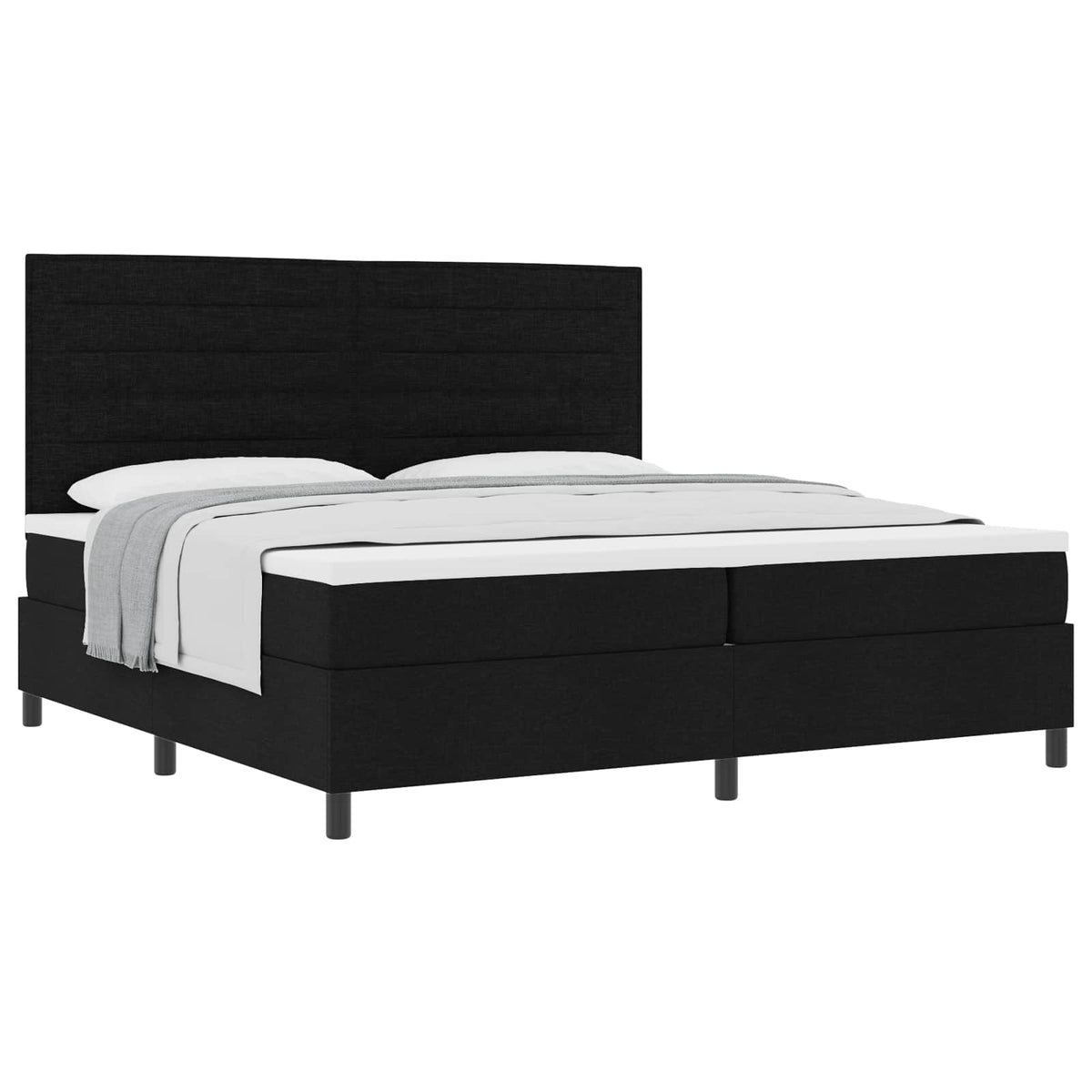 Box spring seng med madras Sort 200 x 200 cm Stof