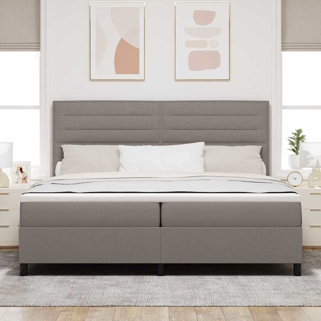 Box spring seng med hovedgærde Gråbrun 200 x 200 cm Stof