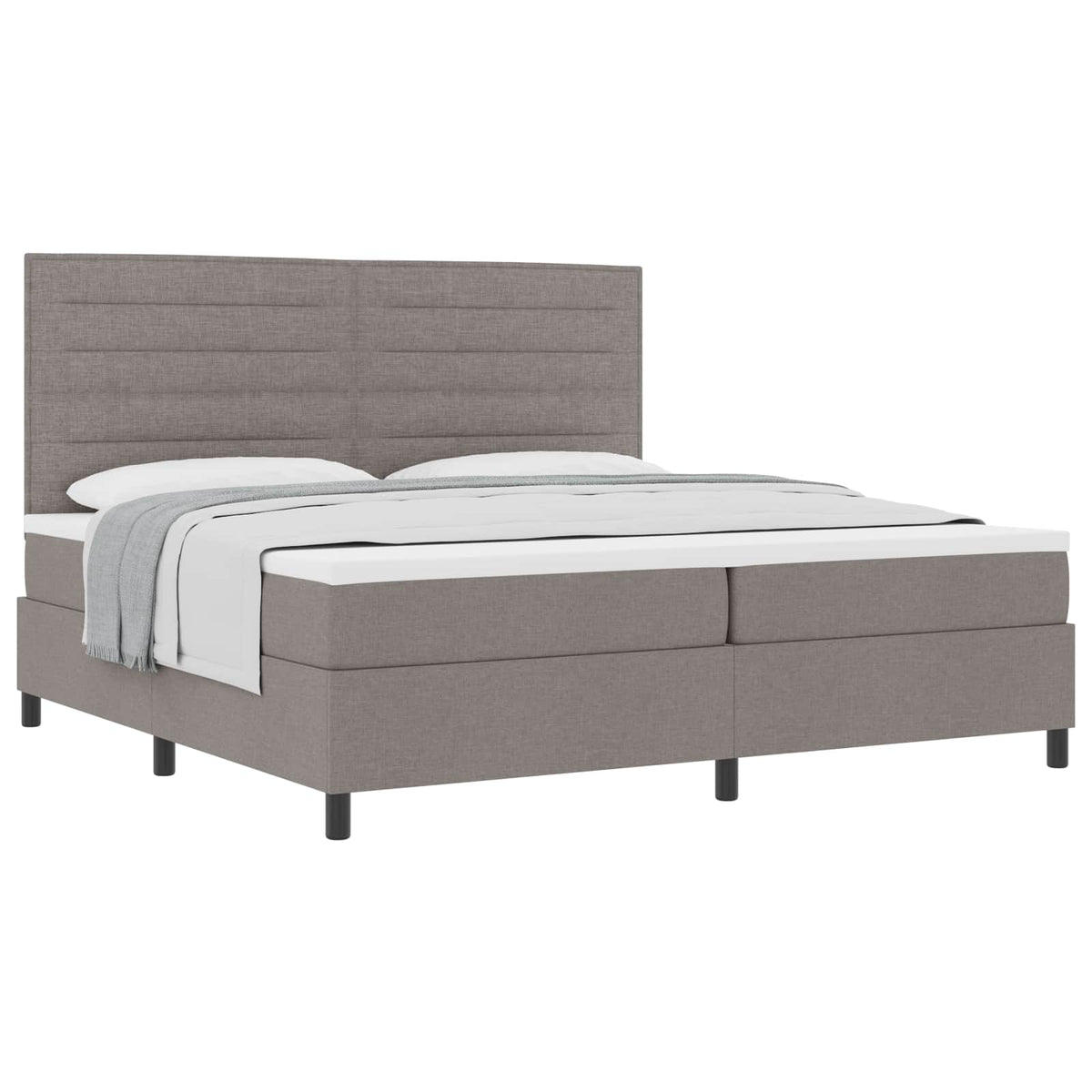 Box spring seng med hovedgærde Gråbrun 200 x 200 cm Stof