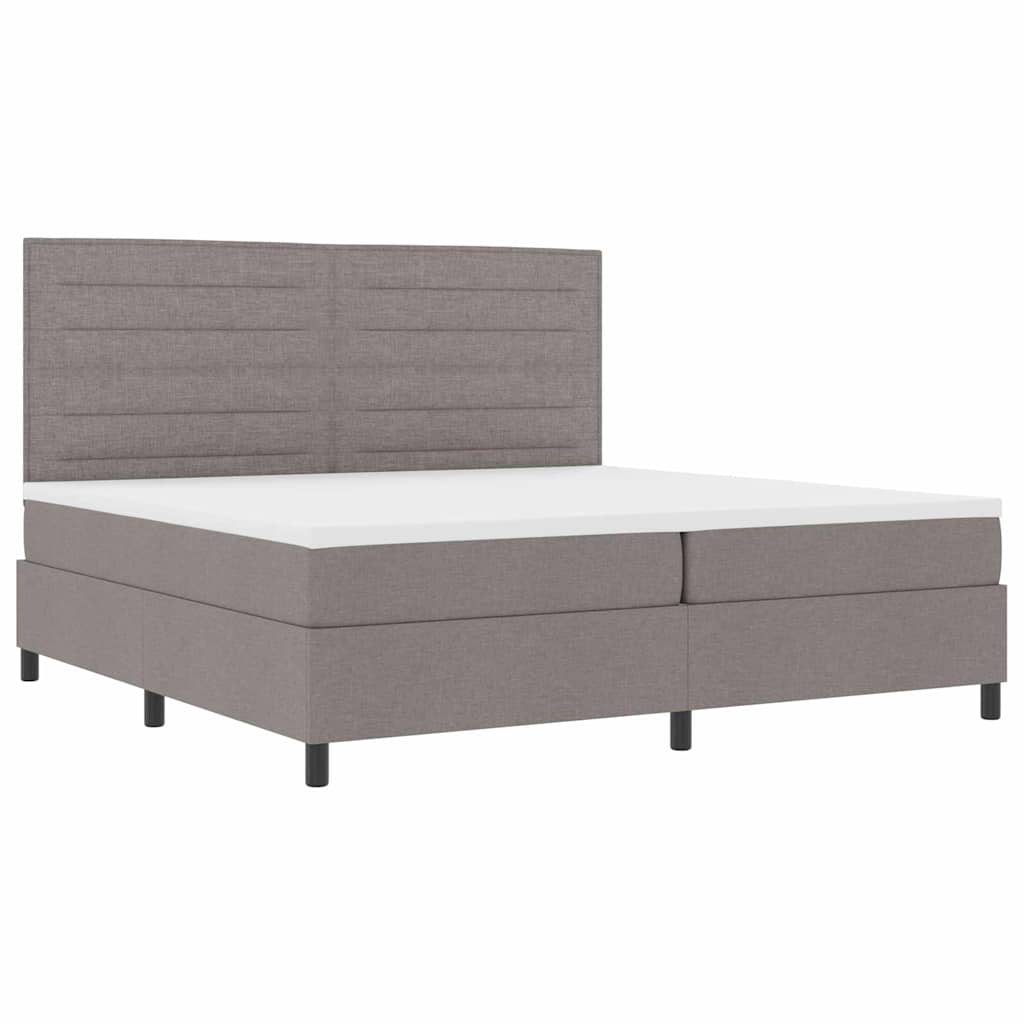 Box spring seng med hovedgærde Gråbrun 200 x 200 cm Stof