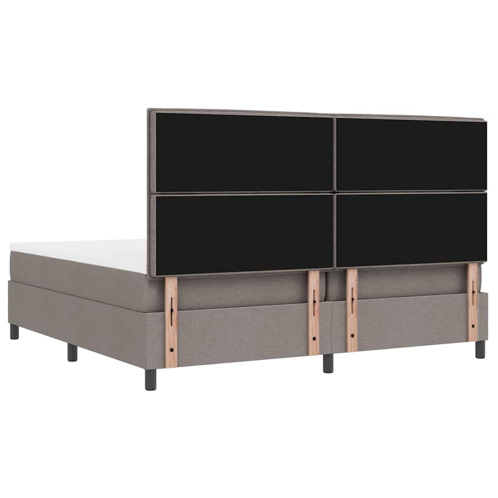 Box spring seng med hovedgærde Gråbrun 200 x 200 cm Stof
