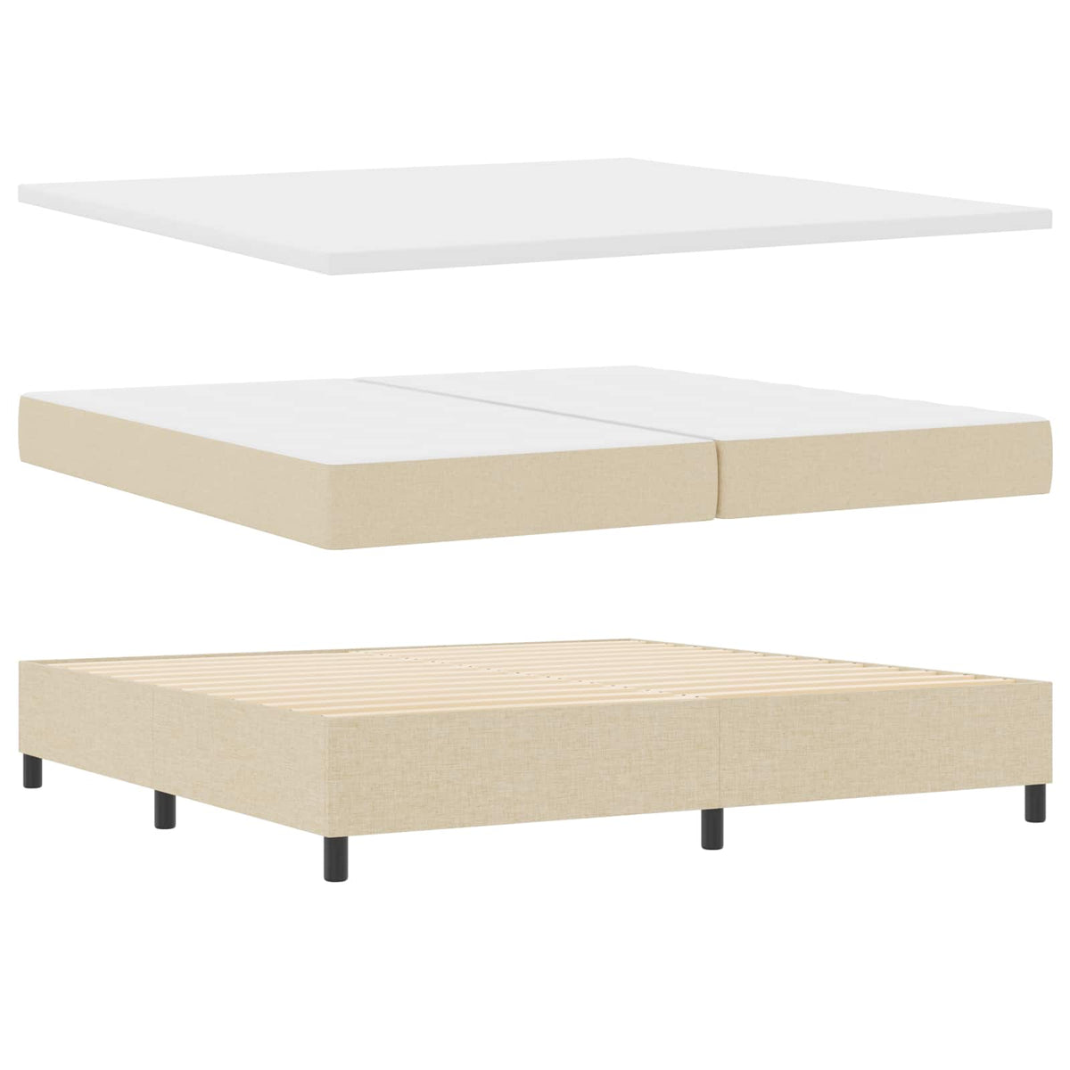 Box spring seng med madras Creme 200 x 200 cm Stof