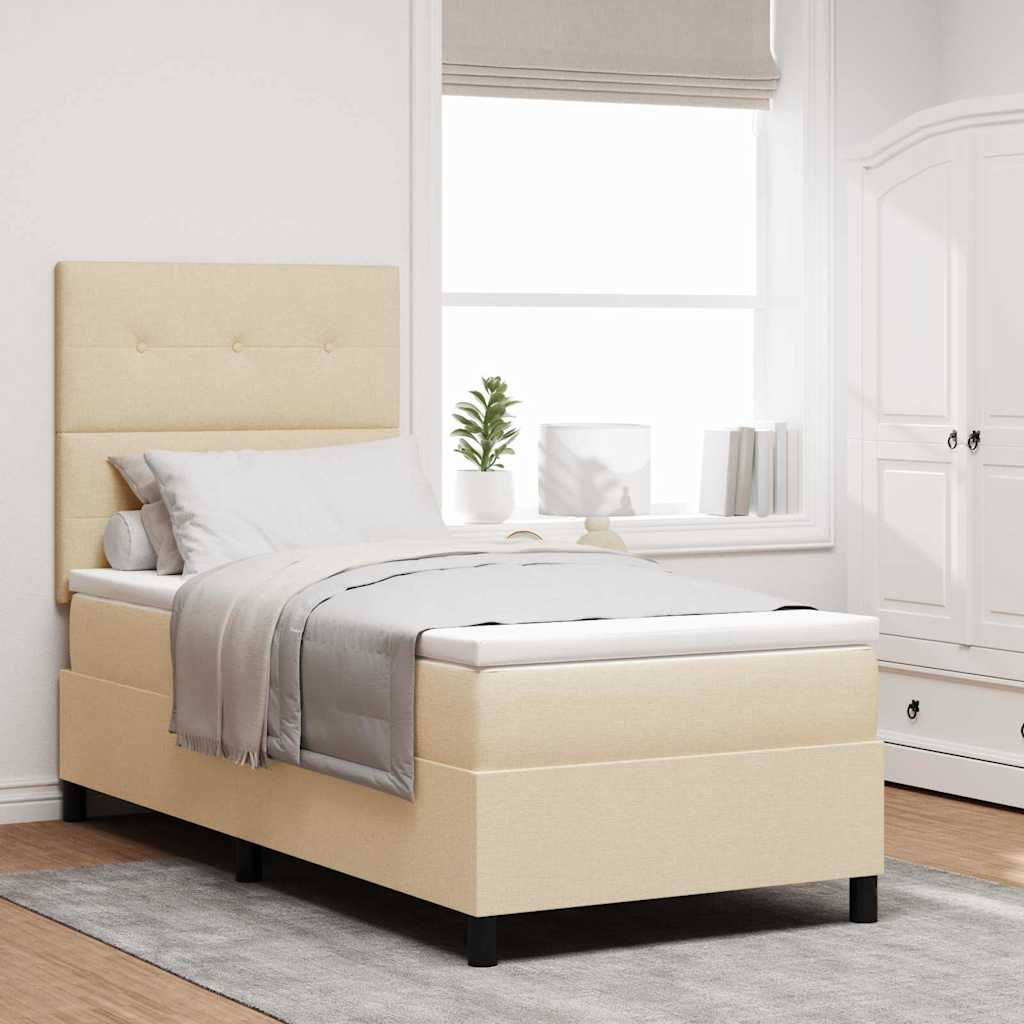 Box spring seng med madras Creme 90 x 190 cm Stof