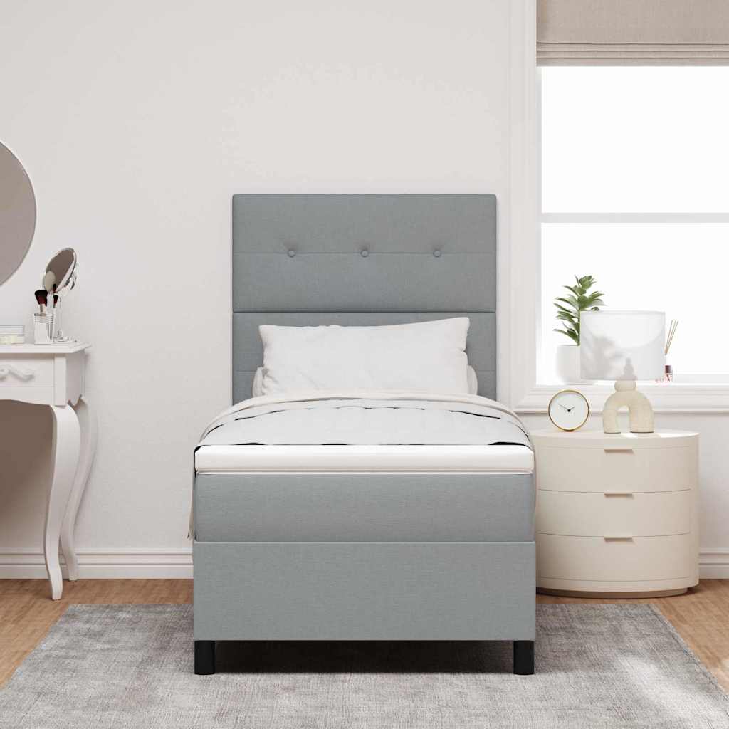 Box spring seng med madras Lysegrå 100 x 200 cm Stof