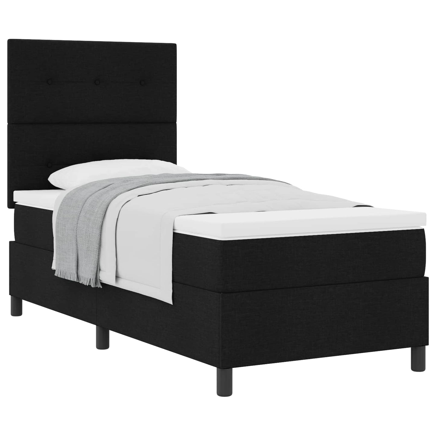 Box spring seng med hovedgærde Sort 100 x 200 cm Stof