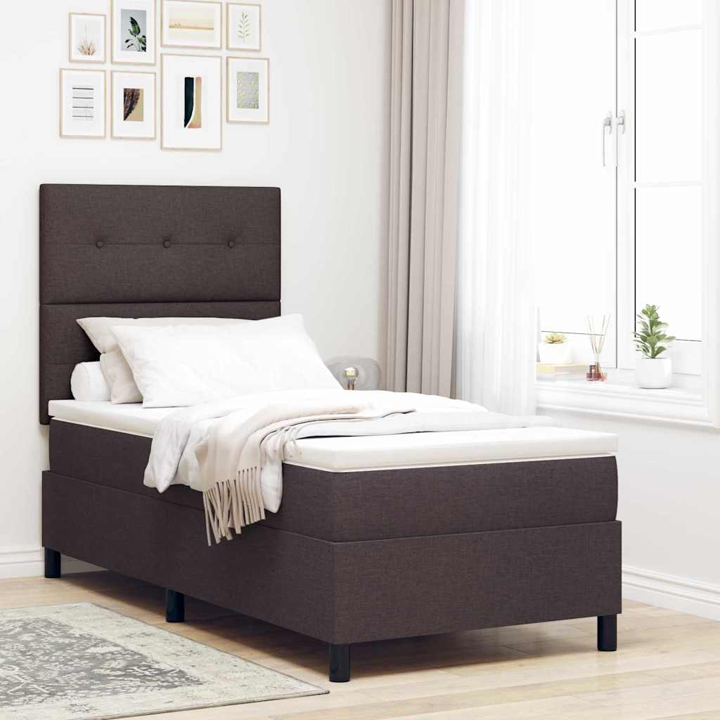 vidaXL Box spring seng med hovedgærde Mørk Brun 100 x 200 cm Stof