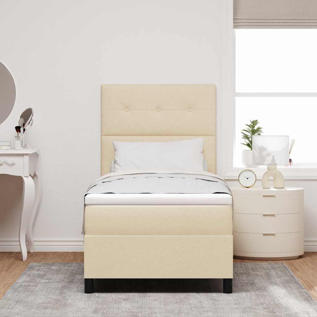 Box spring seng med hovedgærde Creme 100 x 200 cm Stof
