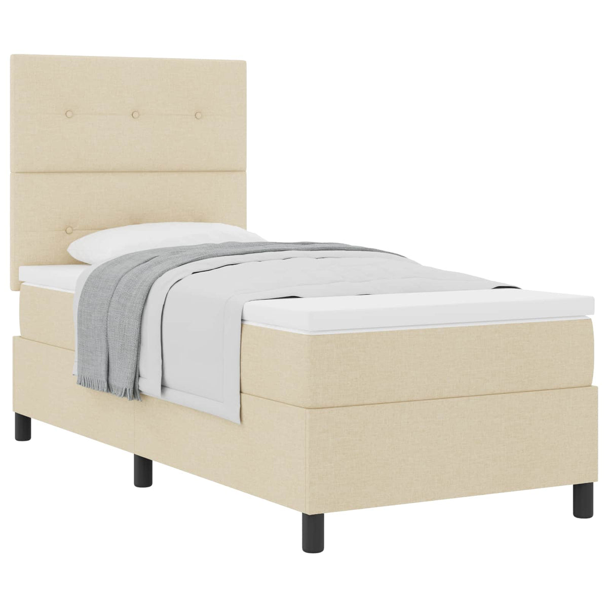 Box spring seng med hovedgærde Creme 100 x 200 cm Stof