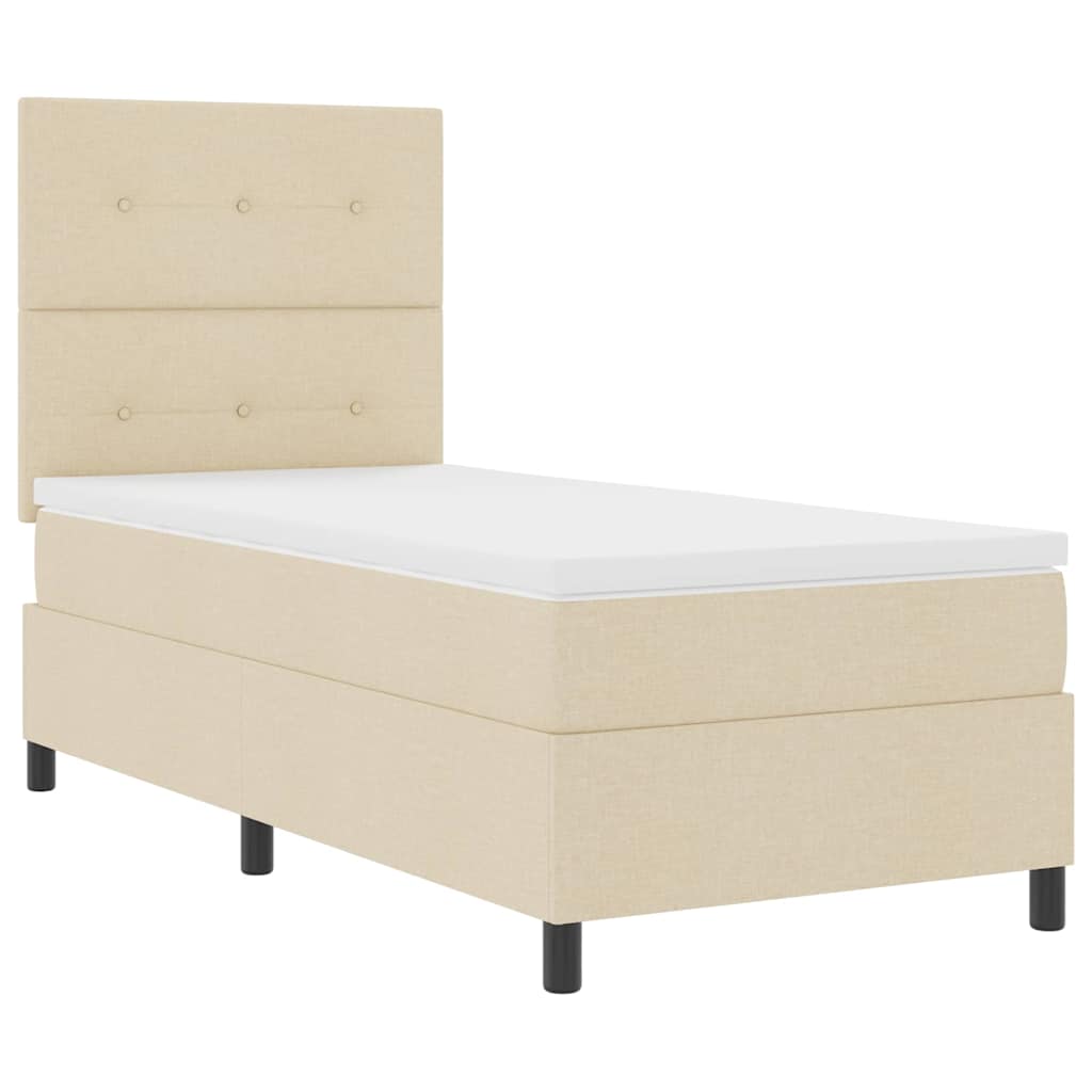 Box spring seng med hovedgærde Creme 100 x 200 cm Stof