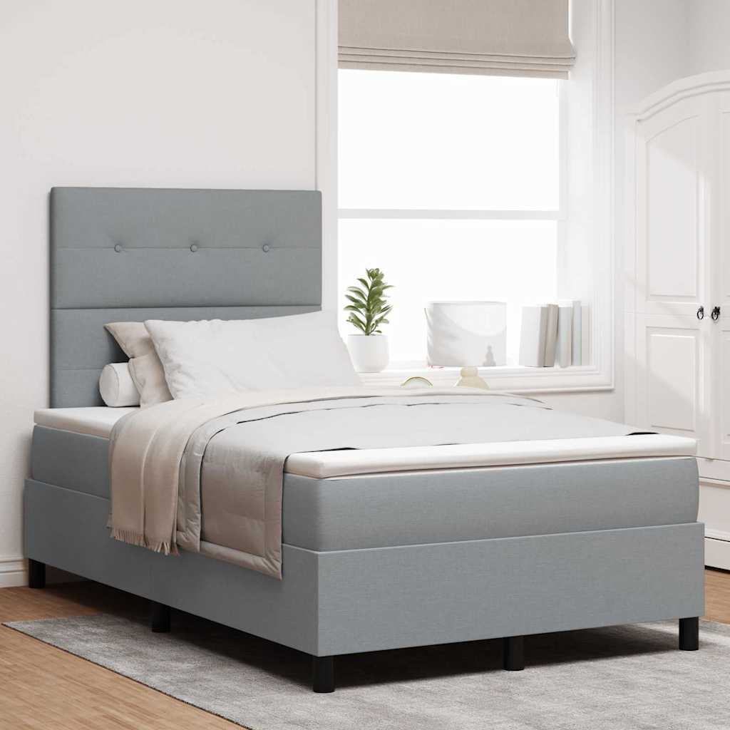 Box spring seng med hovedgærde Lysegrå 120 x 190 cm Stof
