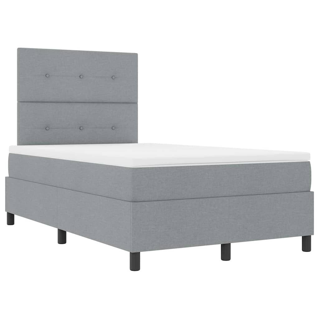 Box spring seng med hovedgærde Lysegrå 120 x 190 cm Stof