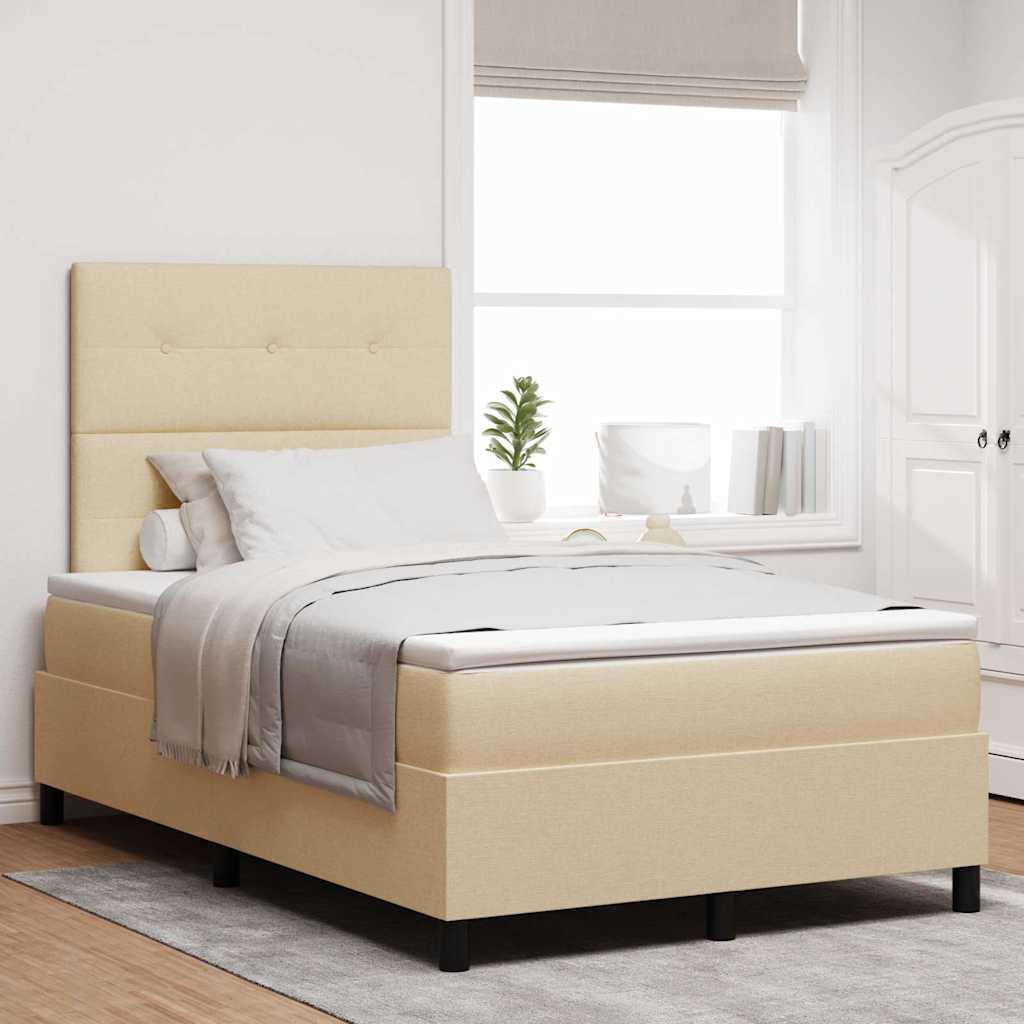Box spring seng med hovedgærde Creme 120 x 190 cm Stof
