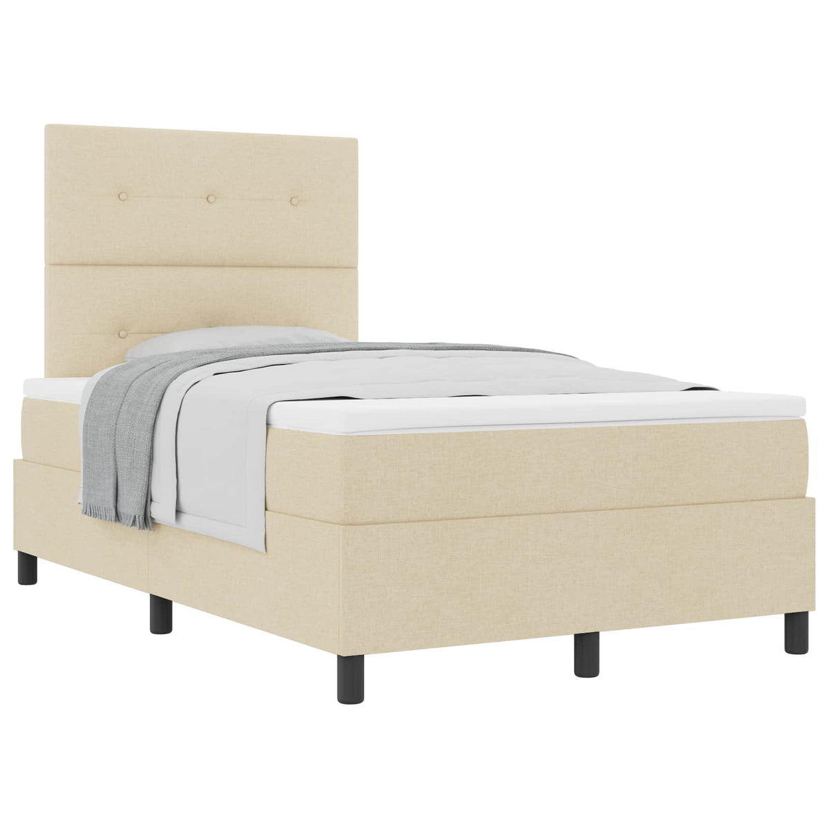 Box spring seng med hovedgærde Creme 120 x 190 cm Stof