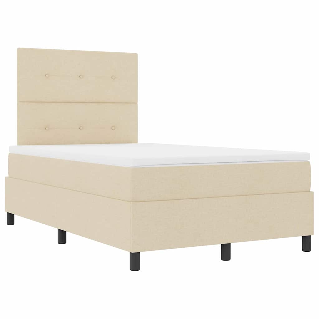 Box spring seng med hovedgærde Creme 120 x 190 cm Stof