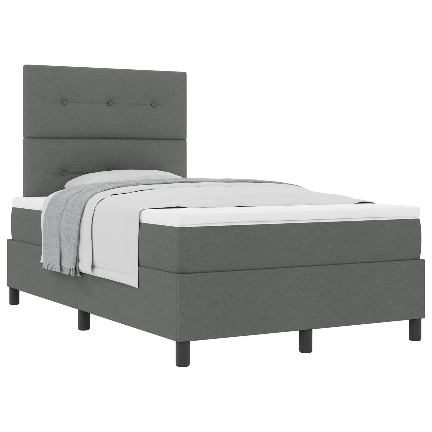 Box spring seng med hovedgærde Mørkegrå 120 x 200 cm Stof