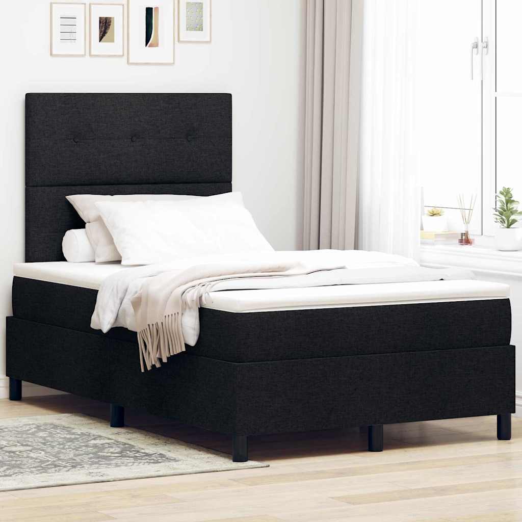 Box spring seng med hovedgærde Sort 120 x 200 cm Stof