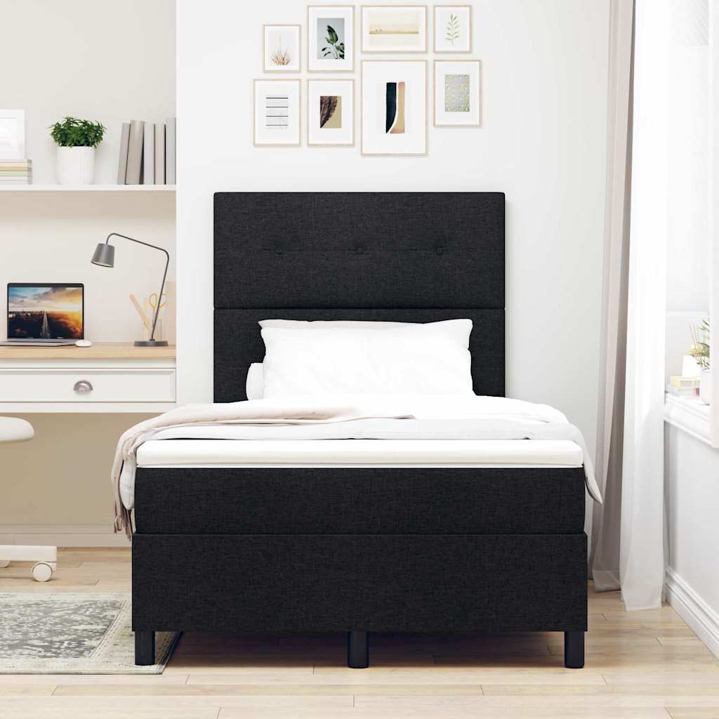 Box spring seng med hovedgærde Sort 120 x 200 cm Stof
