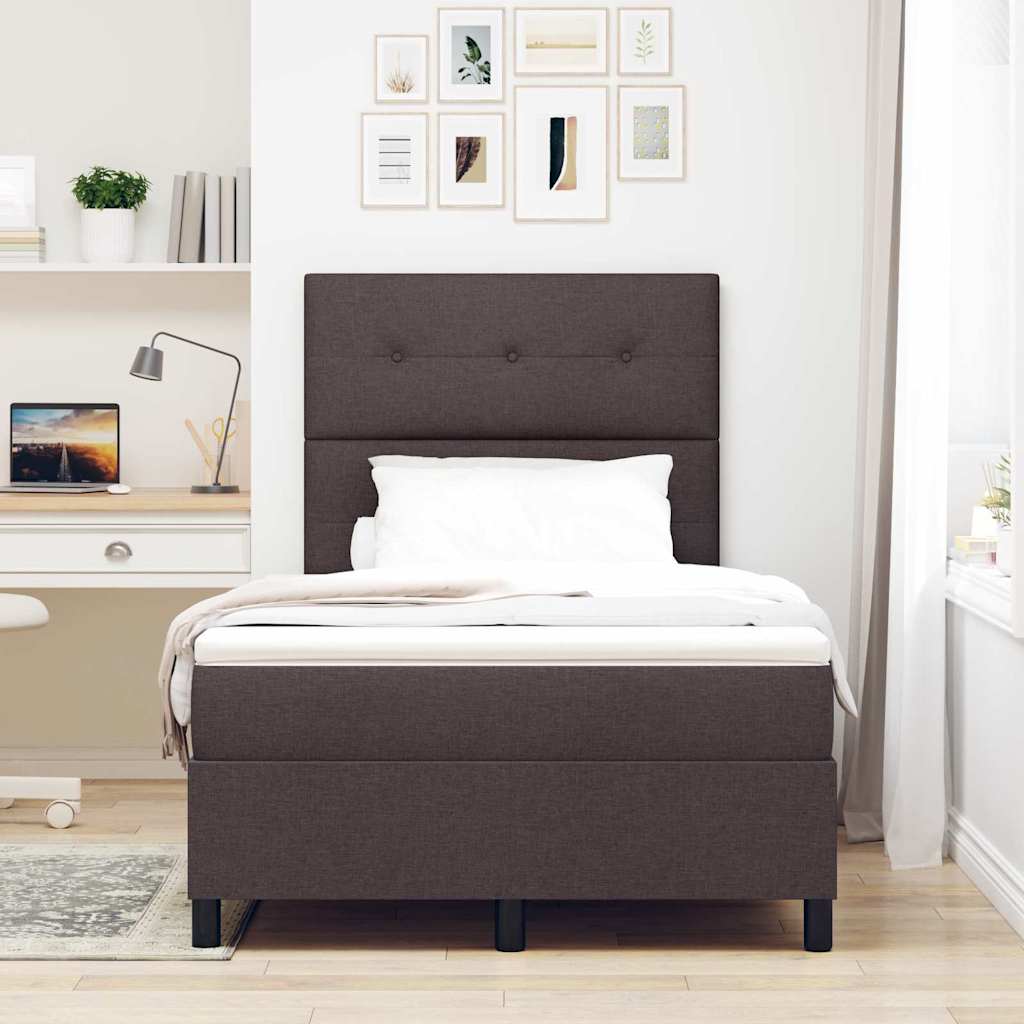 Box spring seng med hovedgærde Mørk Brun 120 x 200 cm Stof