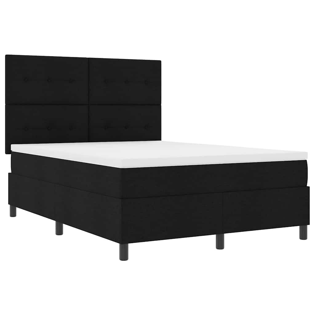 Box spring seng med hovedgærde Sort 160 x 200 cm Stof