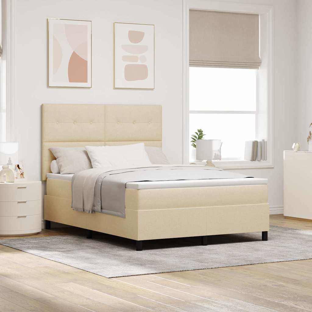 Box spring seng med hovedgærde Creme 160 x 200 cm Stof