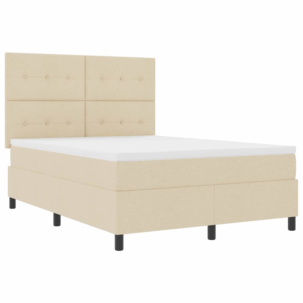 Box spring seng med hovedgærde Creme 160 x 200 cm Stof