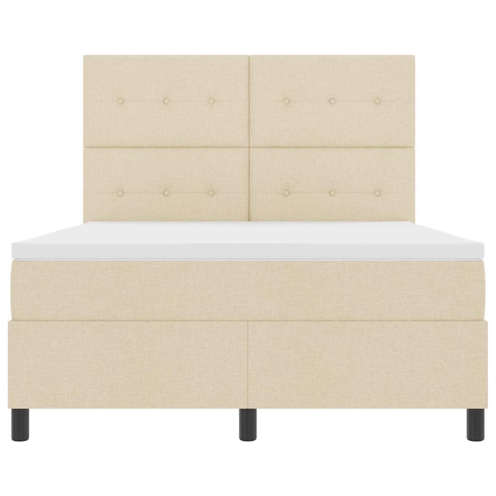Box spring seng med hovedgærde Creme 160 x 200 cm Stof