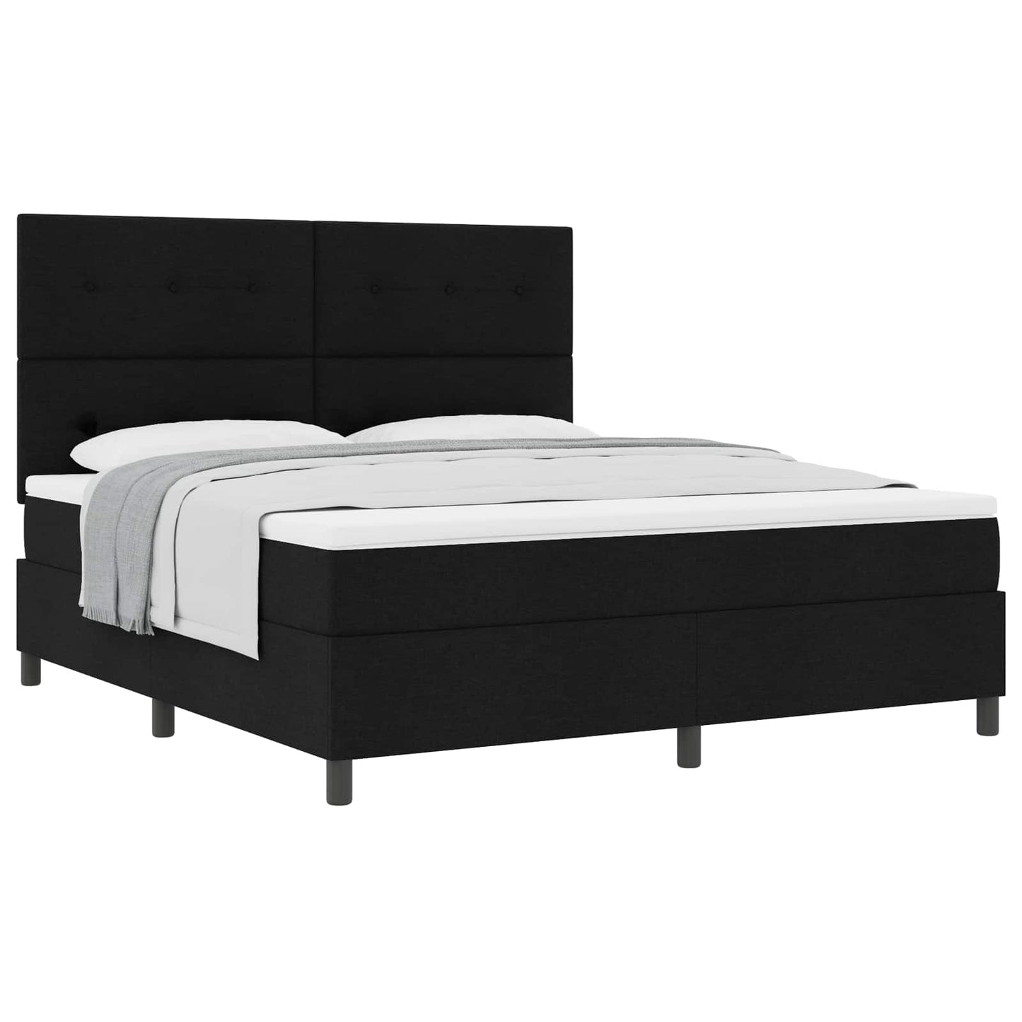 Box spring seng med hovedgærde Sort 180 x 200 cm Stof
