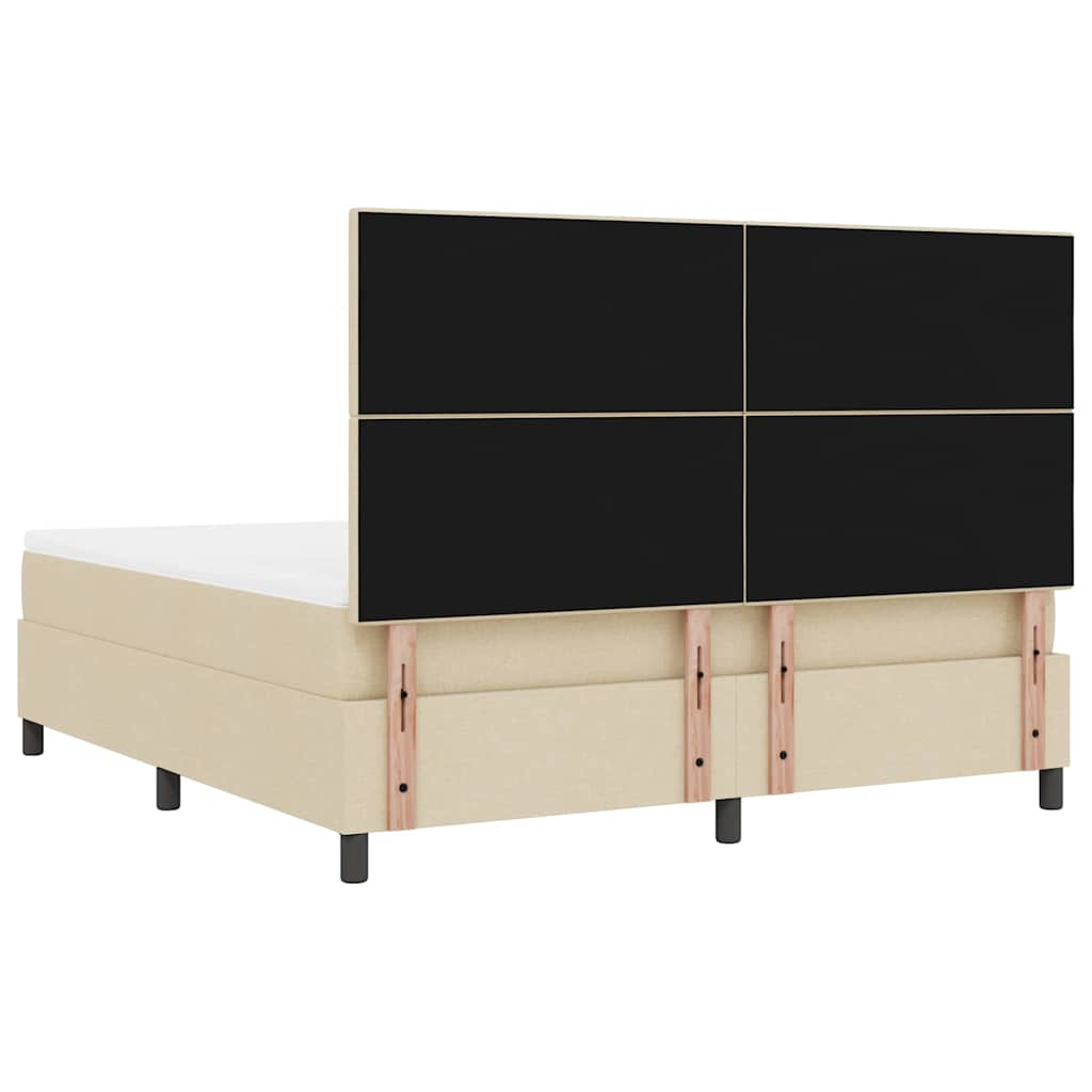 Box spring seng med hovedgærde Creme 180 x 200 cm Stof