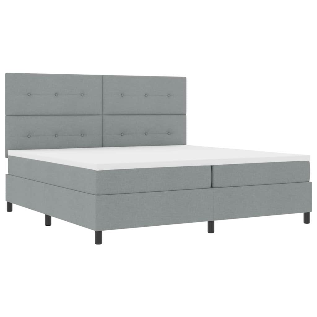 Box spring seng med hovedgærde Lysegrå 200 x 200 cm Stof