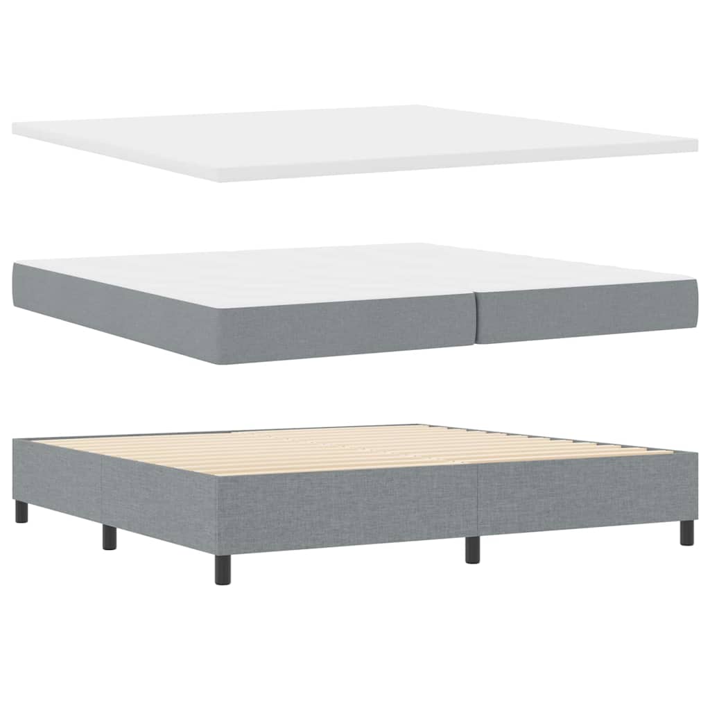 Box spring seng med hovedgærde Lysegrå 200 x 200 cm Stof