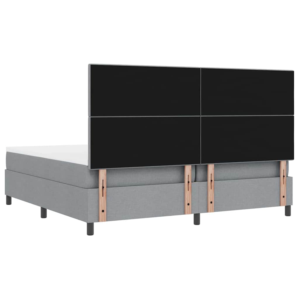 Box spring seng med hovedgærde Lysegrå 200 x 200 cm Stof