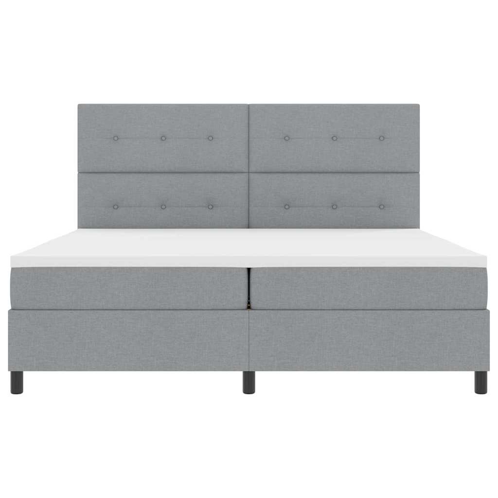 Box spring seng med hovedgærde Lysegrå 200 x 200 cm Stof