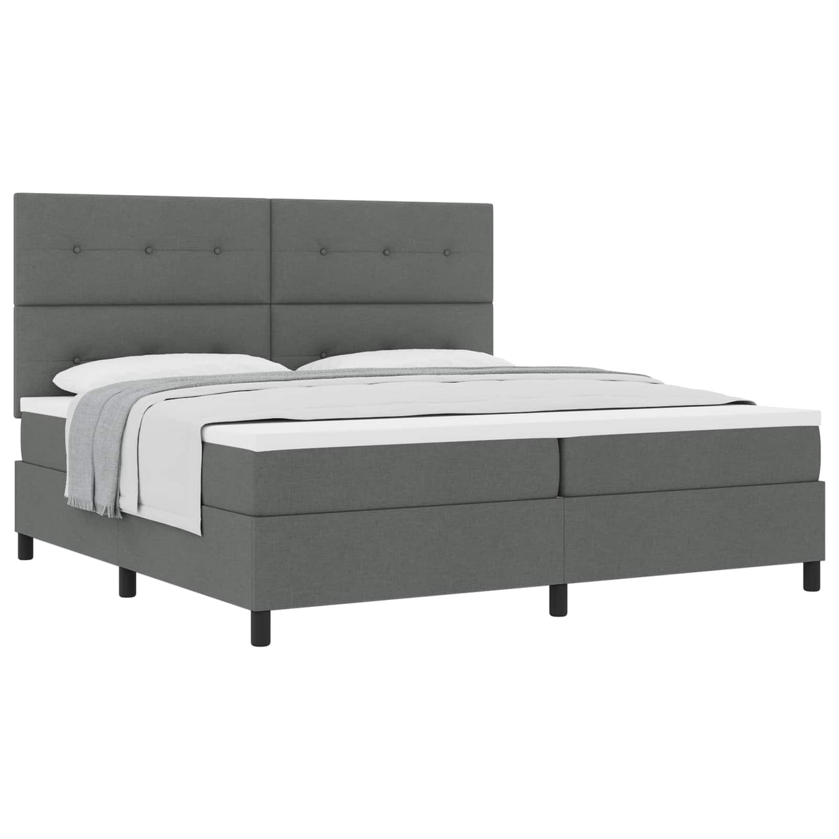 Box spring seng med hovedgærde Mørkegrå 200 x 200 cm Stof