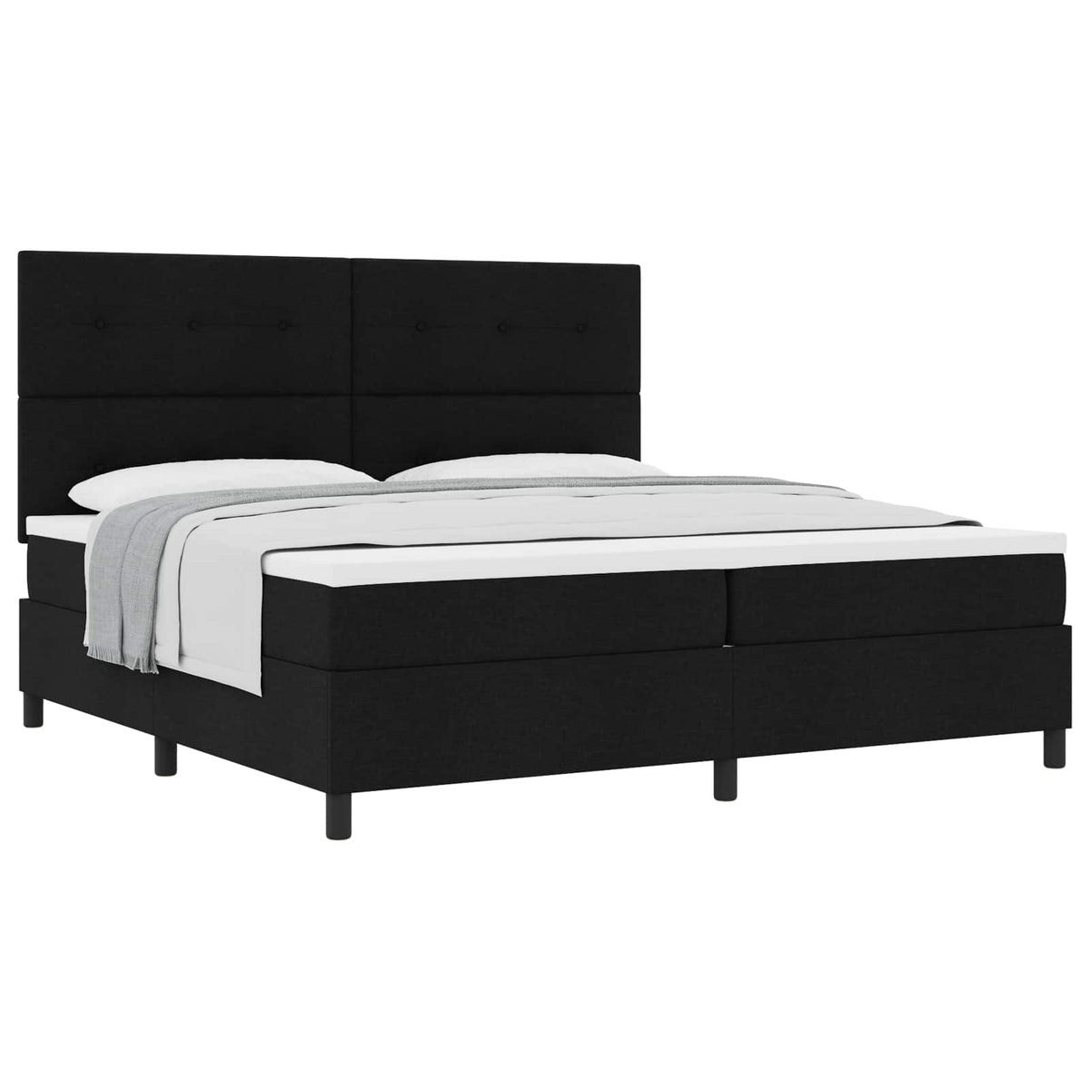 Box spring seng med hovedgærde Sort 200 x 200 cm Stof