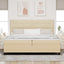 Box spring seng med hovedgærde Creme 200 x 200 cm Stof