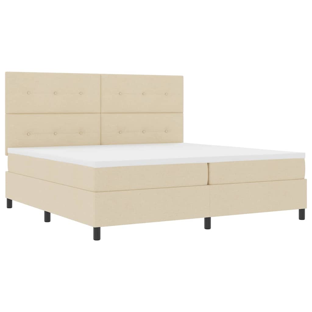 Box spring seng med hovedgærde Creme 200 x 200 cm Stof