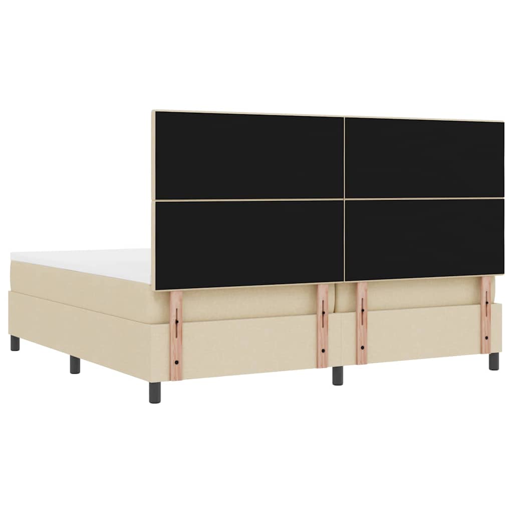 Box spring seng med hovedgærde Creme 200 x 200 cm Stof