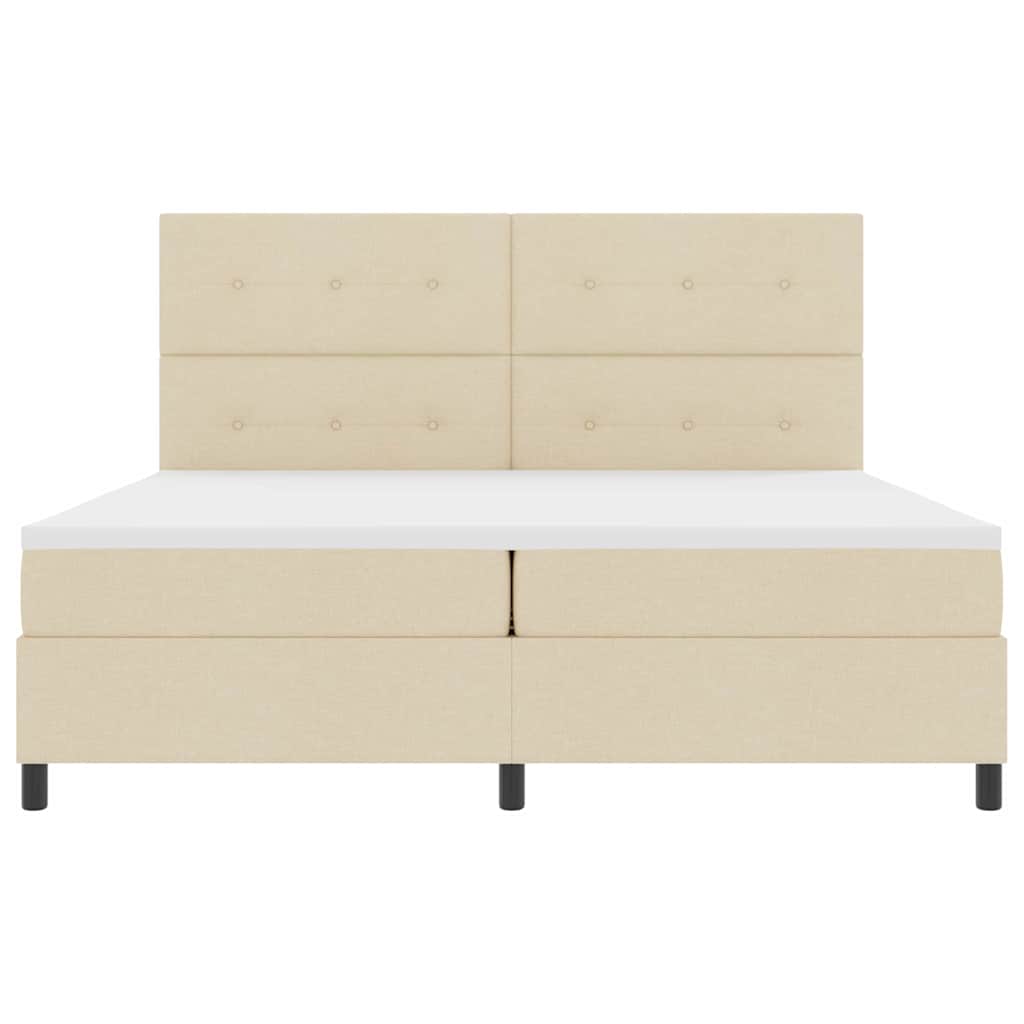 Box spring seng med hovedgærde Creme 200 x 200 cm Stof