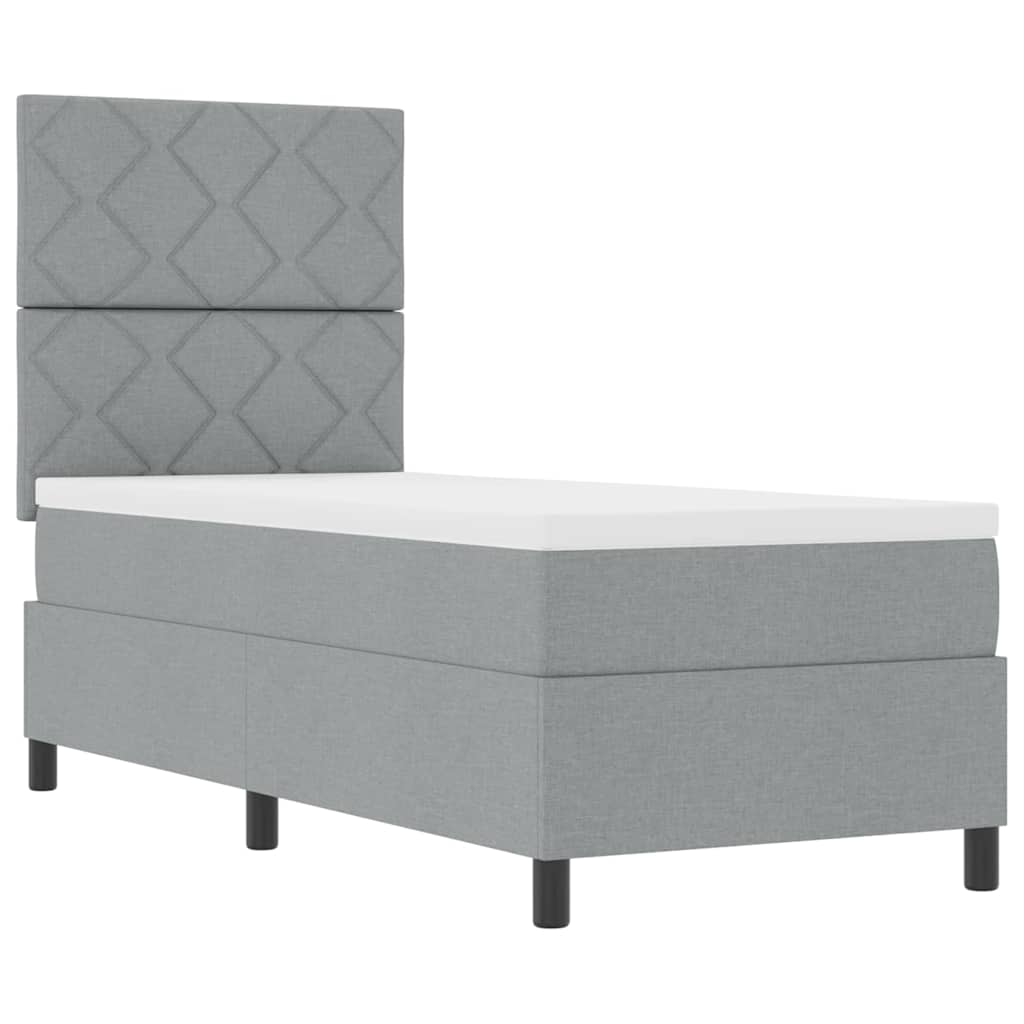 Box spring seng med hovedgærde Lysegrå 80 x 200 cm Stof