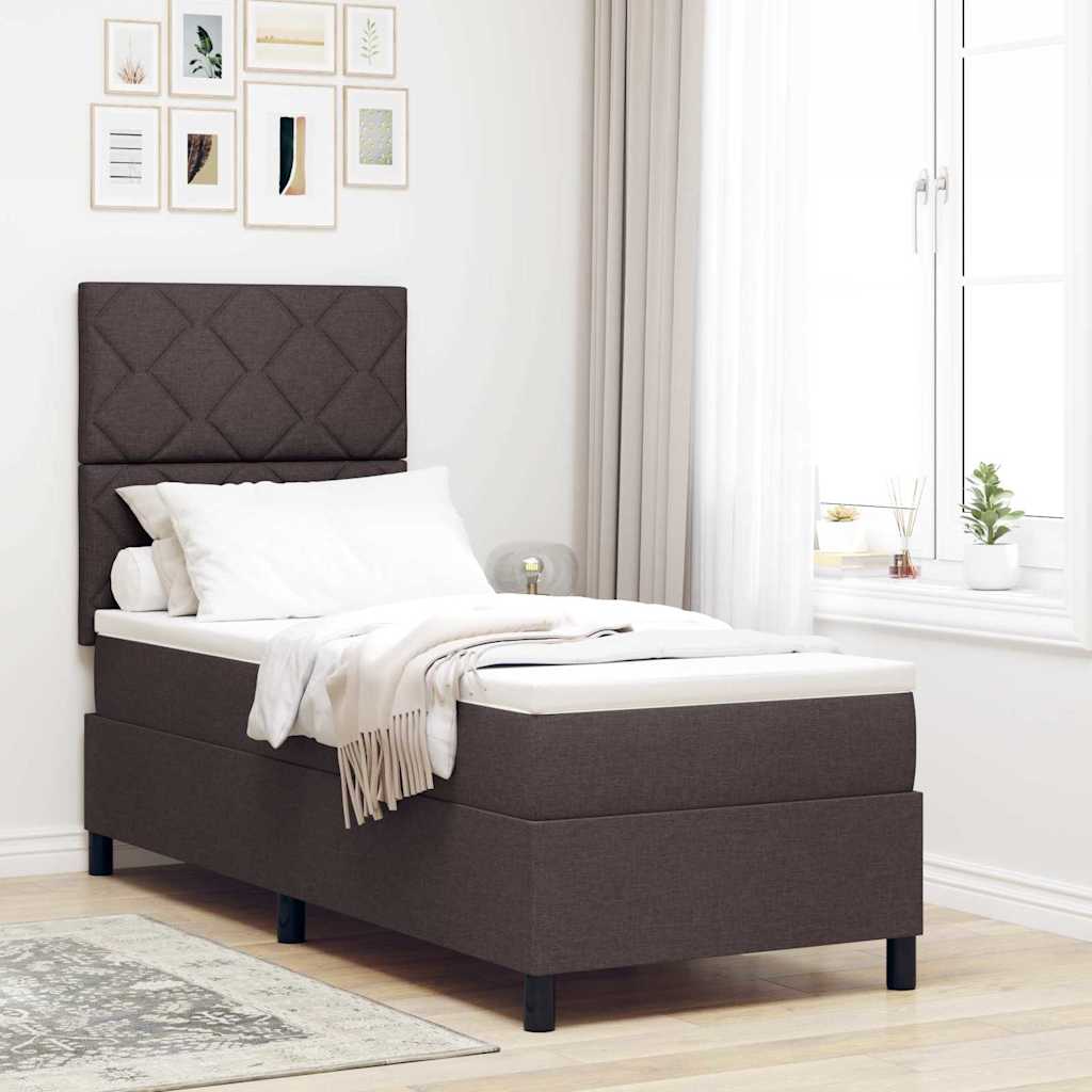 Box spring seng med hovedgærde Mørk Brun 80 x 200 cm Stof
