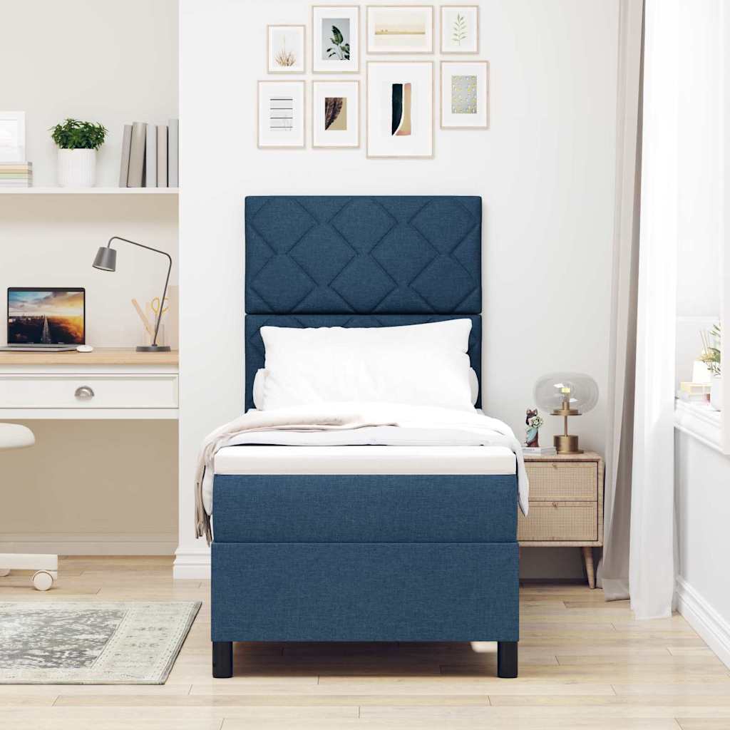 Box spring seng med hovedgærde Blå 80 x 200 cm Stof
