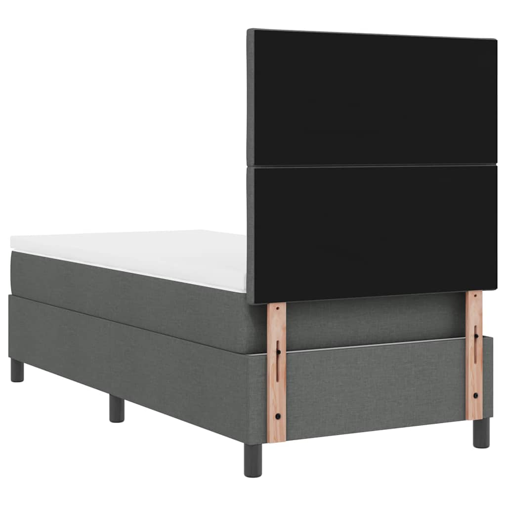 Box spring seng med hovedgærde Mørkegrå 90 x 190 cm Stof