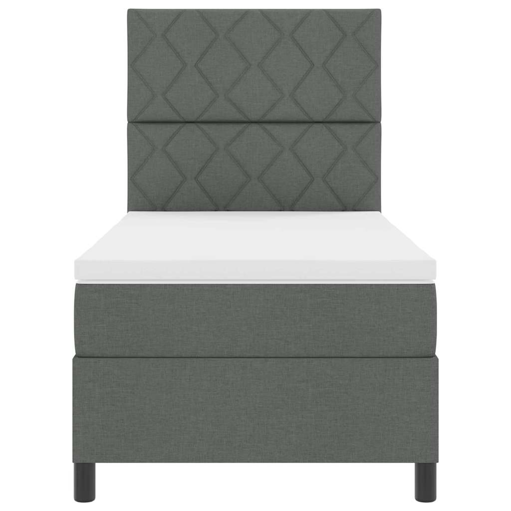 Box spring seng med hovedgærde Mørkegrå 90 x 190 cm Stof