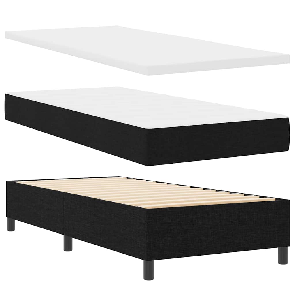 Box spring seng med hovedgærde Sort 90 x 190 cm Stof