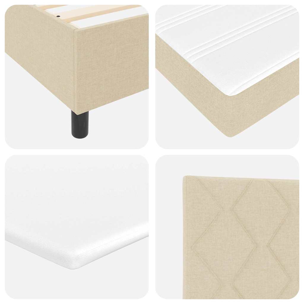 Box spring seng med hovedgærde Creme 90 x 190 cm Stof