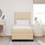 Box spring seng med hovedgærde Creme 90 x 190 cm Stof