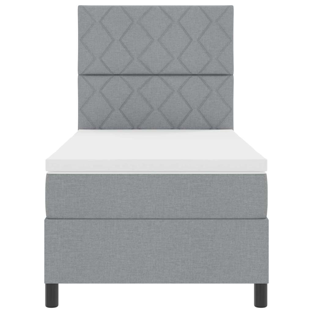 Box spring seng med hovedgærde Lysegrå 90 x 200 cm Stof