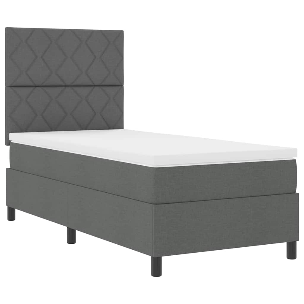 Box spring seng med hovedgærde Mørkegrå 90 x 200 cm Stof